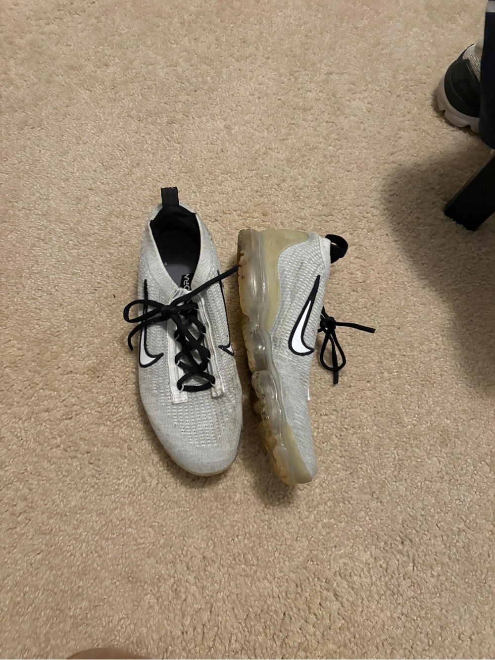 Nike Women’s VaporMax Flyknit Sneakers — White with Black Swoosh